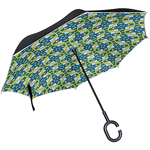 Alice Eva Paraguas invertido Real Madrid Patrón Colores de fútbol Textura Paraguas Paraguas Plegable inverso Paraguas Grande y Recto