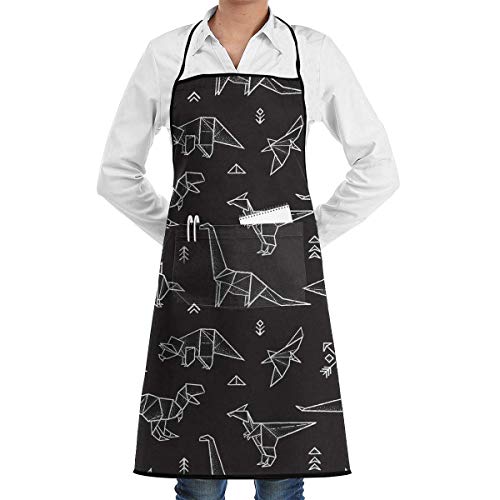 alice-shop Toy Jurassic Dinosaur Delantal de Babero Ajustable con Personalidad de Moda para Hombres y Mujeres con Bolsillo Delantal de Cocina Impermeable y Sucio
