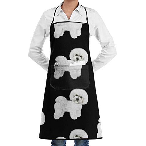 alice-shop Toy Poodle Kitchen Delantales para Chef o Camarero con 1 Bolsillo Funny Kitchen Cooking Crafts Craft Restaurant Making Apron Delantal de Moda