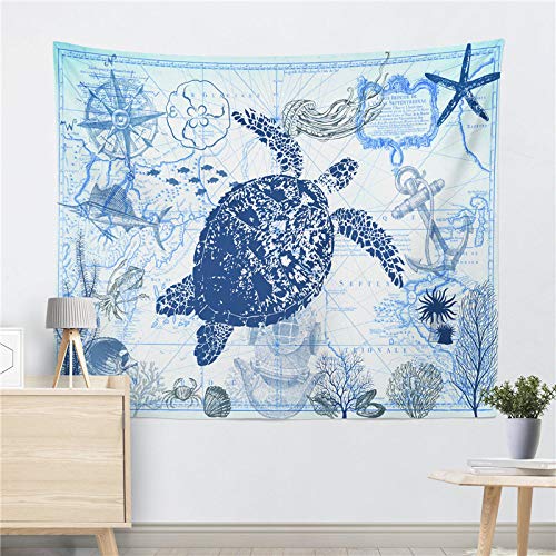 AliExpress explosión Tortuga de mar Caballito de mar Manta Pared Alfombra decoración de la Pared impresión Fondo Decorativo paño ins Colgante Tapiz Cinta A 130 * 150 cm