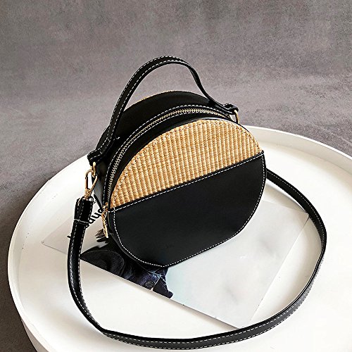 ALIKEEY Vintage Mujeres Ronda Tote Bolsos Crossbody Bolsas De Tejido Simple Bolsa De Hombro Fiesta Playa Bimba Y Lola