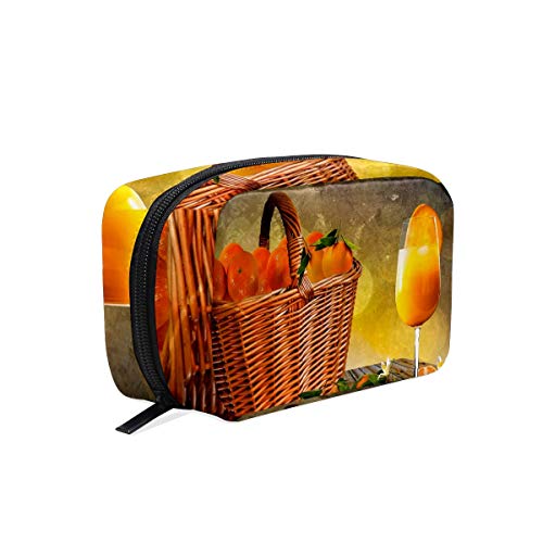 Alimentos cítricos naranja bolsa de cosméticos viaje bolsa de maquillaje para mujeres niña bolsa de cosméticos ligero almacenamiento personalizado neceser