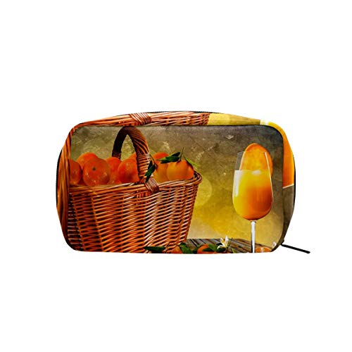 Alimentos cítricos naranja bolsa de cosméticos viaje bolsa de maquillaje para mujeres niña bolsa de cosméticos ligero almacenamiento personalizado neceser
