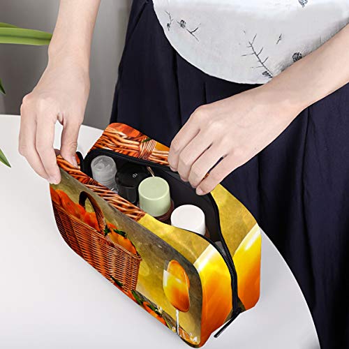 Alimentos cítricos naranja bolsa de cosméticos viaje bolsa de maquillaje para mujeres niña bolsa de cosméticos ligero almacenamiento personalizado neceser