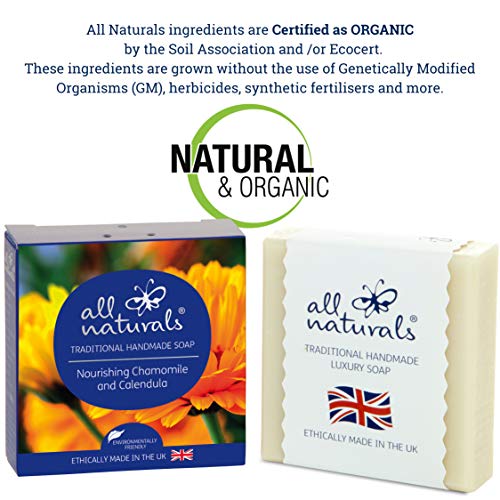 All Naturals - Pastilla de jabón orgánico antibacteriano de caléndula, 100 g.
