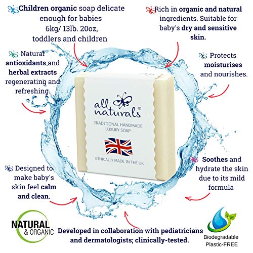 All Naturals - Pastilla de jabón orgánico antibacteriano de caléndula, 100 g.