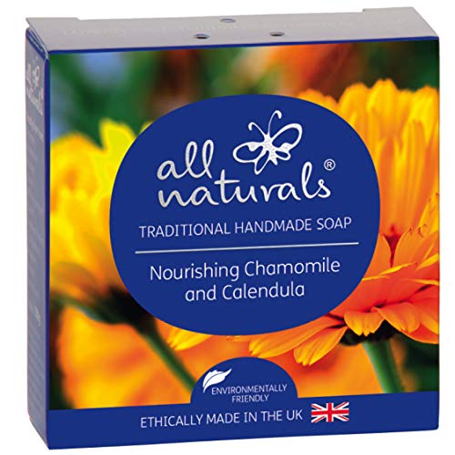All Naturals - Pastilla de jabón orgánico antibacteriano de caléndula, 100 g.