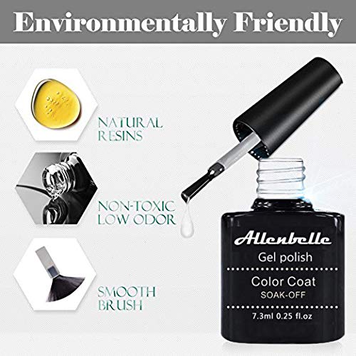 Allenbelle Esmaltes Permanentes Para Uñas Nail Art Soak Off UV LED Esmalte Permanente de gel (Lot 2 pcs 7.3ML/pc) 011