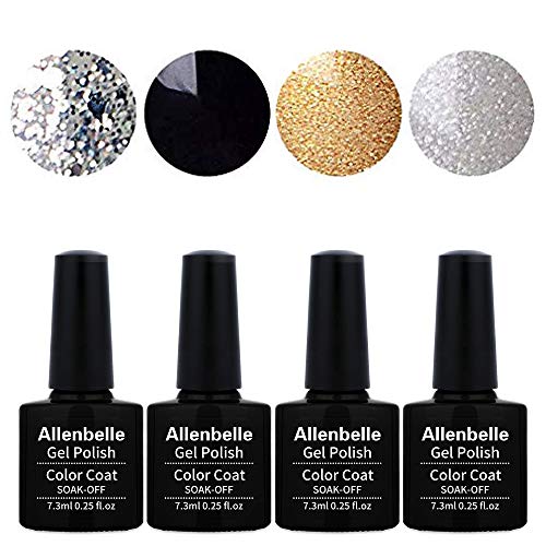 Allenbelle Esmaltes Permanentes Para Uñas Nail Art Soak Off UV LED Esmalte Permanente de gel (Lot 4 pcs 7.3ML/pc) 017