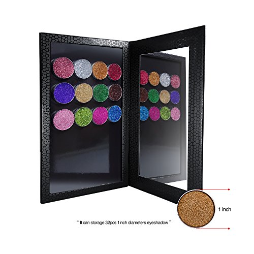 Allwon Paleta magnética Paleta de maquillaje de sombra de ojos vacía con espejo para Eyeshadow Lipstick Blush Powder (Negro)