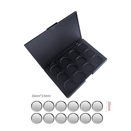 Allwon vacía Paleta de Maquillaje de Sombra de Ojos magnética con sartenes Redondas de Metal de 12 Piezas 26mm