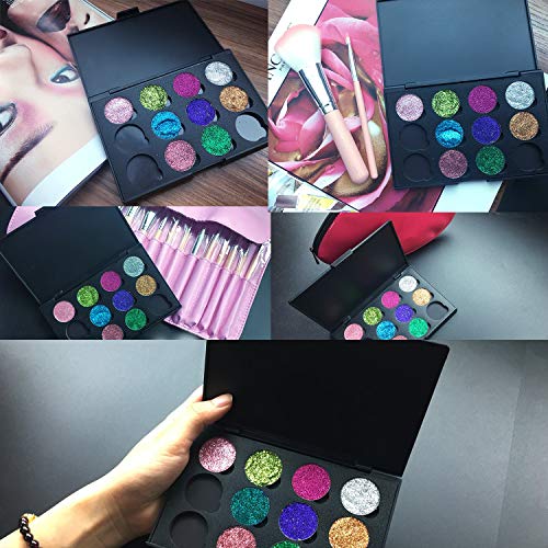 Allwon vacía Paleta de Maquillaje de Sombra de Ojos magnética con sartenes Redondas de Metal de 12 Piezas 26mm