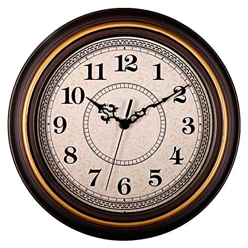 Almabner - Reloj de pared silencioso y no hace tickets de cuarzo de 12 pulgadas, funciona con pilas, redondo, fácil de leer, números arábigos, reloj de pared para casa, oficina, aula, escuela
