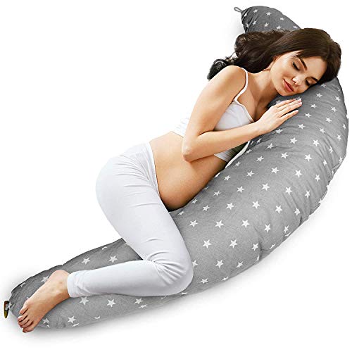 Almohada Embarazo cojin lactancia embarazada - almohadas Premama, Cojín maternal para Embarazadas dormir, cojines grande y Reductor Cuna bebe Gris