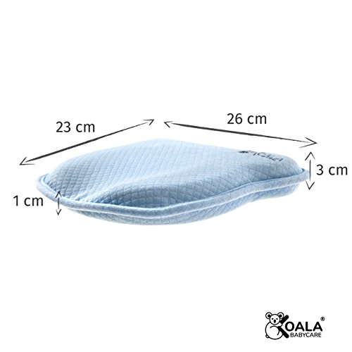 Almohada para Bebe para plagiocefalia desenfundable (con dos forros) para prevenir-curar la Cabeza Plana in Memory Foam Antiasfixia - KoalaBabycare® - Perfect Head - Azul