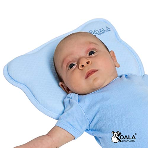 Almohada para Bebe para plagiocefalia desenfundable (con dos forros) para prevenir-curar la Cabeza Plana in Memory Foam Antiasfixia - KoalaBabycare® - Perfect Head - Azul
