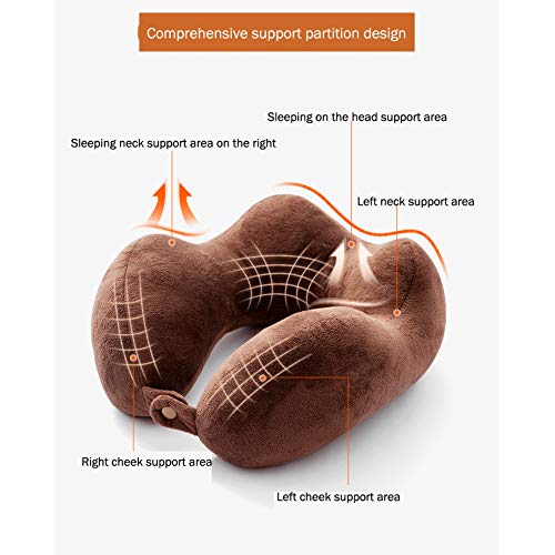 Almohada para el cuello de viaje Almohada de espuma con memoria Soporte para la cabeza y el cuello ajustable en forma de U Cojín de viaje para dormir cómodamente en el automóvil Avión Tren del aut