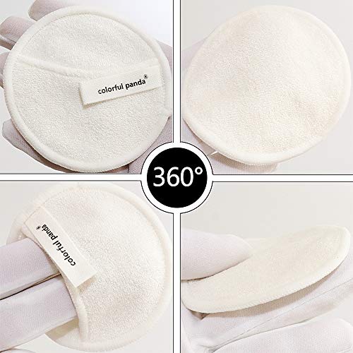 Almohadillas Desmaquillantes, Colorful Panda 20Pcs Almohadillas de algodón de bambú reutilizables con bolsa de lavandería, Lavable Maquillaje facial Paños de limpieza para cara Todo Pieles