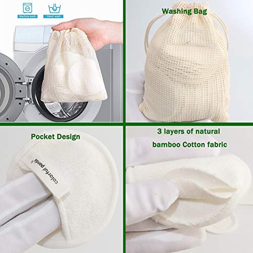 Almohadillas Desmaquillantes, Colorful Panda 20Pcs Almohadillas de algodón de bambú reutilizables con bolsa de lavandería, Lavable Maquillaje facial Paños de limpieza para cara Todo Pieles