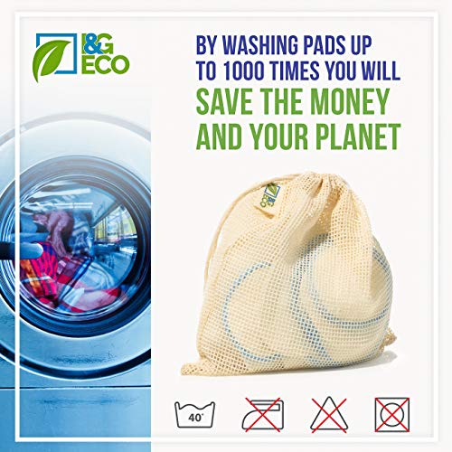 Almohadillas desmaquillantes reutilizables de bambú 16 Piezas + 2 bolsas de jabón de sisal + 1 bolsa de lavandería, ecológico