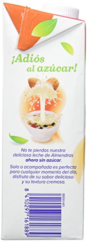 Alpro Central Lechera Asturiana Bebida de Almendra Sin Azúcar - Paquete de 8 x 1000 ml - Total: 8000 ml