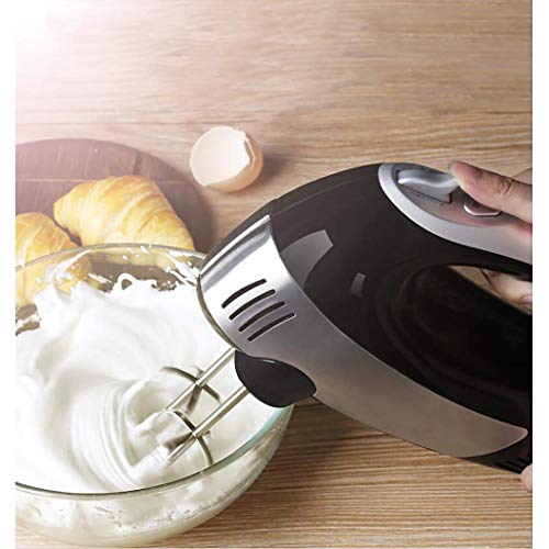 Alta resistencia batidor de mano huevo, mezcladores de Hogares de alta potencia eléctrica de mano for la cocina automática batidores configuración de 5 velocidades de acero inoxidable batidores-Negro