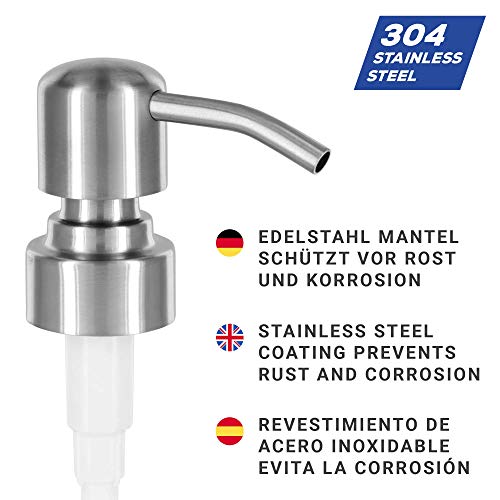 Altglas Dispensador 'Zagreb' - Bomba/Dosificador de jabón de Acero Inoxidable para Hacer tu Propia jabonera (Plateado Cepillado)