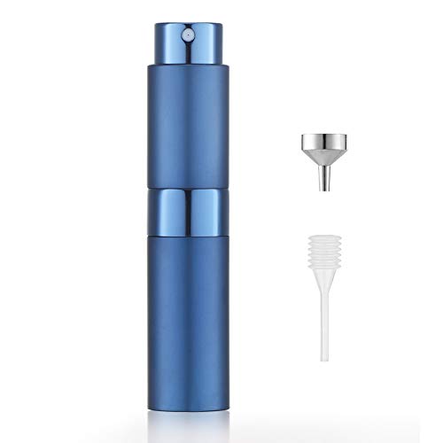 Aluminio 8ml Atomizador Perfume Recargable, Perfumador Dispensador, Botellas de Viaje, Spray Pulverizador Pequeño para Colonia (Azul Mate)