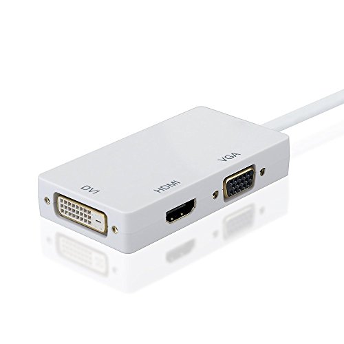 AMANKA 3 en1 Mini DisplayPort/Thunderbolt a HDMI/DVI/VGA Adaptador Cable de Compatible con 1.3 Habilita Completo 4K x 2K resolución y 3D estéreo allá Full HD para Macbook Pro Aire iMac - Blanco