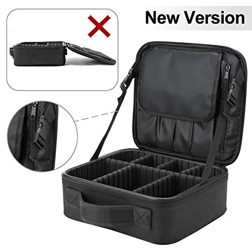 AMASAVA Bolsa de maquillaje,cosmético para maquillaje,Bolsa de almacenamiento,con divisiones extraíbles,26.5 * 11.5 * 23.5 cm, Negro