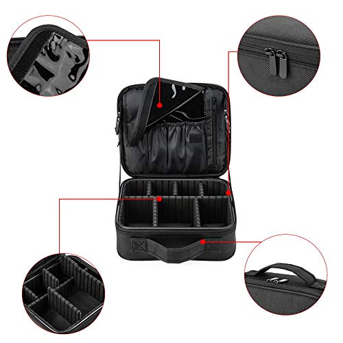 AMASAVA Bolsa de maquillaje,cosmético para maquillaje,Bolsa de almacenamiento,con divisiones extraíbles,26.5 * 11.5 * 23.5 cm, Negro