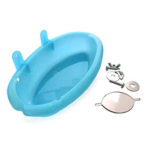 Amasawa Bañera de Plástico para Pájaros con Espejo, para Loros de Mascotas Bañera de Baño Caja de Baño Accesorios de Bañera para Ducha de Pájaros (Azul)