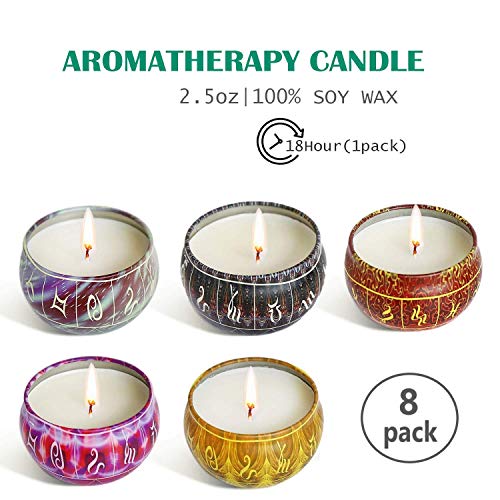 AMAYGA 8 Pack Regalo de Velas Perfumadas,Velas Aromaticas,Cera de Soja Natural,Aromaterapia Decoración para Relajación Fiesta Boda Baño Yoga Cumpleaños Navidad Día de San Valentín Regalos