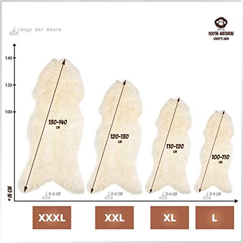 Amazinggirl Alfombra de pelos Largo - Hecha de Piel Real Alfombra Blanca Pelo Cordero Oveja dormitorios Sala de Estar vivero decoración Blanco 100% Natural