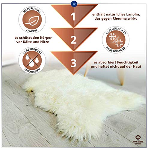 Amazinggirl Alfombra de pelos Largo - Hecha de Piel Real Alfombra Blanca Pelo Cordero Oveja dormitorios Sala de Estar vivero decoración Blanco 100% Natural