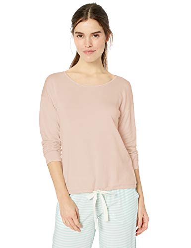 Amazon Essentials – Camiseta ligera de manga larga de tejido de rizo con lazo ajustable en la cintura para mujer, Rosado claro, US M (EU M - L)
