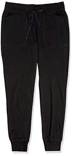 Amazon Essentials - Pantalón de mujer de algodón terry para correr, Negro, US L (EU L - XL)