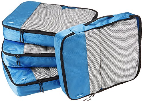 AmazonBasics - Bolsas de equipaje grandes (4 unidades), Azul