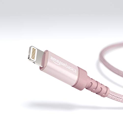 AmazonBasics - Cable conector USB a Lightning (nailon trenzado, certificado por Apple, 0,9 m), color oro rosa