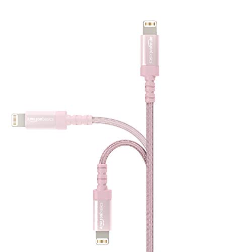 AmazonBasics - Cable conector USB a Lightning (nailon trenzado, certificado por Apple, 0,9 m), color oro rosa