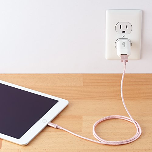 AmazonBasics - Cable conector USB a Lightning (nailon trenzado, certificado por Apple, 0,9 m), color oro rosa
