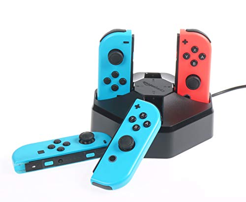 AmazonBasics - Estación de carga para 4 mandos Joy-Con de Nintendo Switch, cable de 7,92 m, color negro