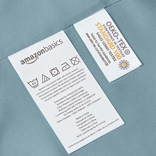 AmazonBasics - Juego de funda nórdica de microfibra ligera de microfibra, 260 x 220 cm, Azul celosía (Dusty Blue Trellis)