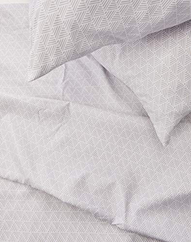 AmazonBasics - Juego de fundas de edredón y de almohada de microfibra, 260 x 220 cm + 2 fundas 50 x 80 cm - Gris cuadriculado