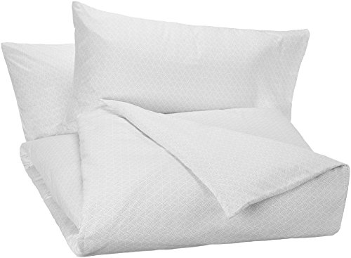 AmazonBasics - Juego de fundas de edredón y de almohada de microfibra, 260 x 220 cm + 2 fundas 50 x 80 cm - Gris cuadriculado