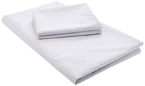 AmazonBasics - Juego de fundas de edredón y de almohada de microfibra, 260 x 220 cm + 2 fundas 50 x 80 cm - Gris cuadriculado
