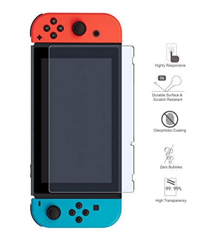 AmazonBasics - Kit de protección para Nintendo Switch, con funda de transporte y protector de pantalla de cristal templado - Rojo