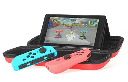 AmazonBasics - Kit de protección para Nintendo Switch, con funda de transporte y protector de pantalla de cristal templado - Rojo