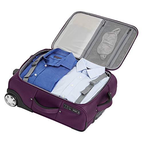 AmazonBasics – Maleta blanda expansible verticalmente de altas prestaciones con candado TSA, 48 cm, apta para cabinas de pasajeros de todo el mundo, morado