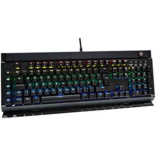 AmazonBasics - Teclado mecánico programable para juegos de ordenador | retroiluminación LED RGB, teclado español - ES (QWERTY)